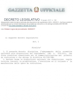 IL Decreto Legislativo 106 del 16 giugno 2017 - LAIA