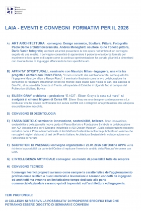 LAIA - eventi e convegni formativi 2026 - LAIA